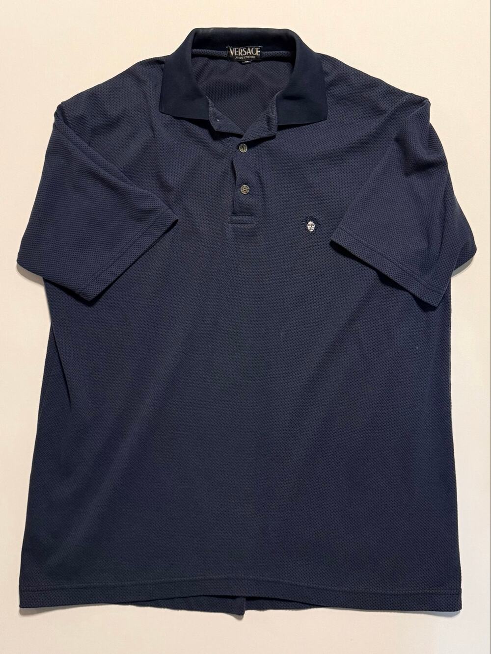 Versace Jeans Couture Men's Navy Polo Shirt Gold Medusa Logo Size XL